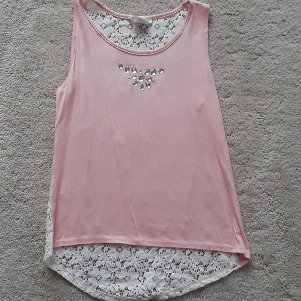 Fancy lacey pink tank top